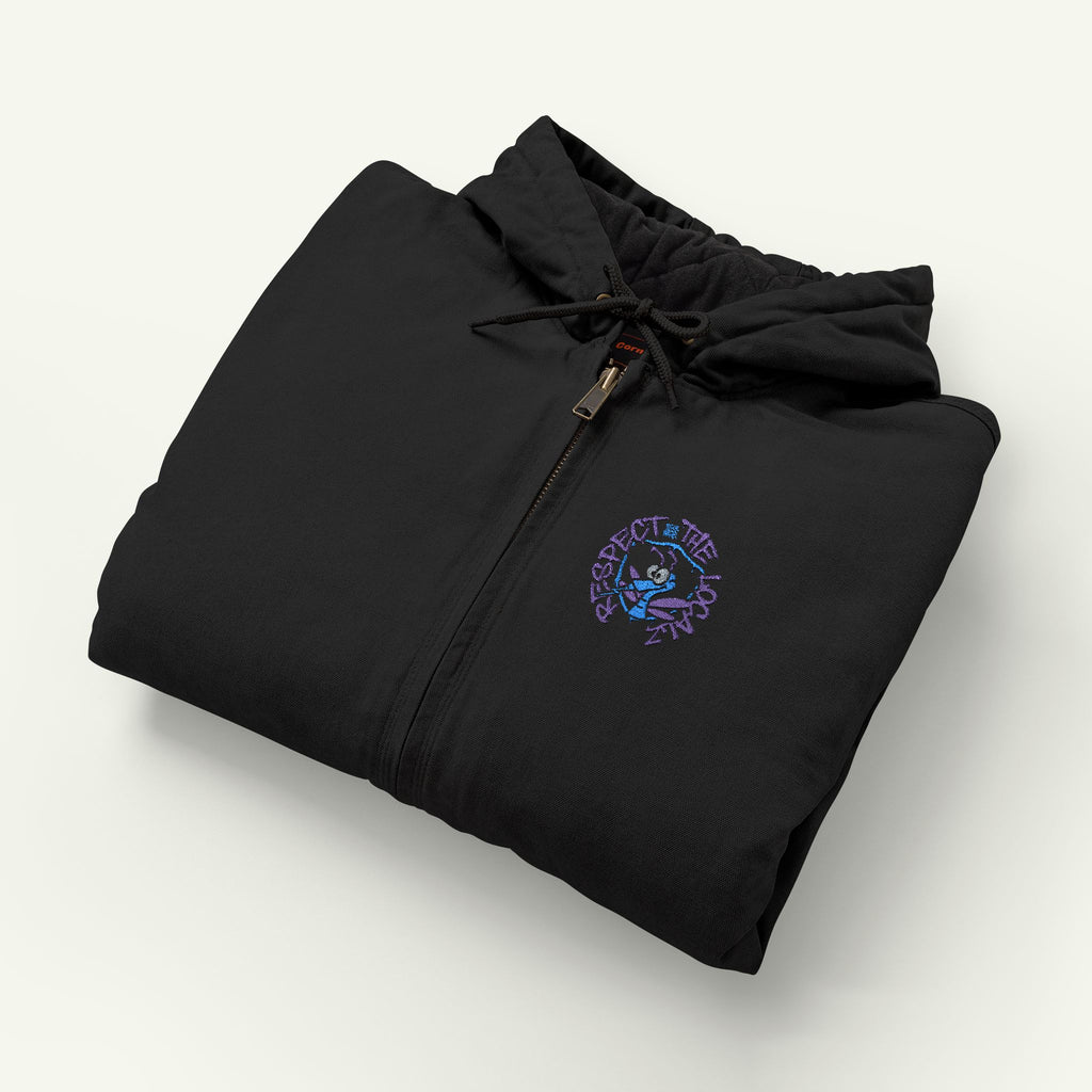 Respect The Localz - Embroidered - Duck Cloth Hooded Jacket - Blurpleberry/Black