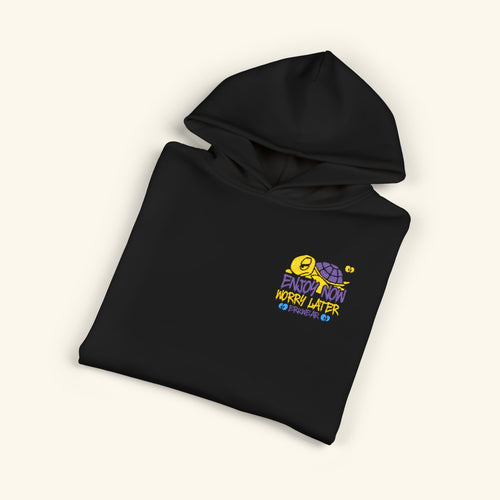 Enjoy Now - Worry Later Slowglow - Campfire Hoodie - Black