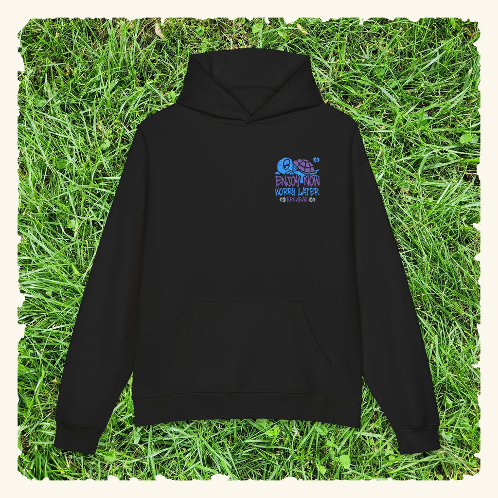 Enjoy Now - Worry Later Blurpleberry - Campfire Hoodie - Black
