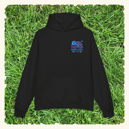 Enjoy Now - Worry Later Blurpleberry - Campfire Hoodie - Black