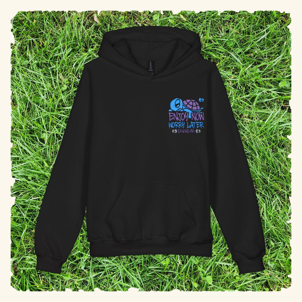 Enjoy Now - Worry Later Blurpleberry - Junior Trailblazer Hoodie - Black