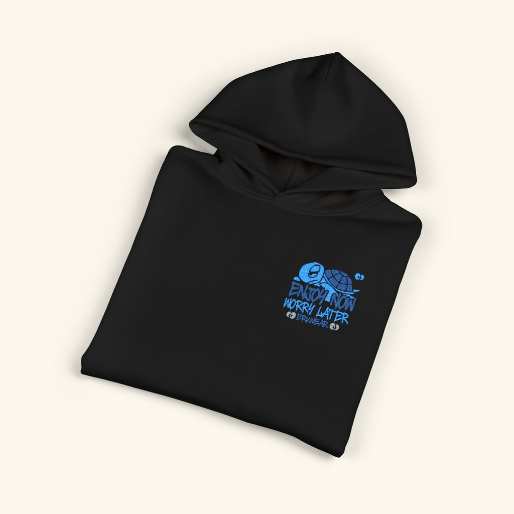 Enjoy Now - Worry Later Ocean - Campfire Hoodie - Black