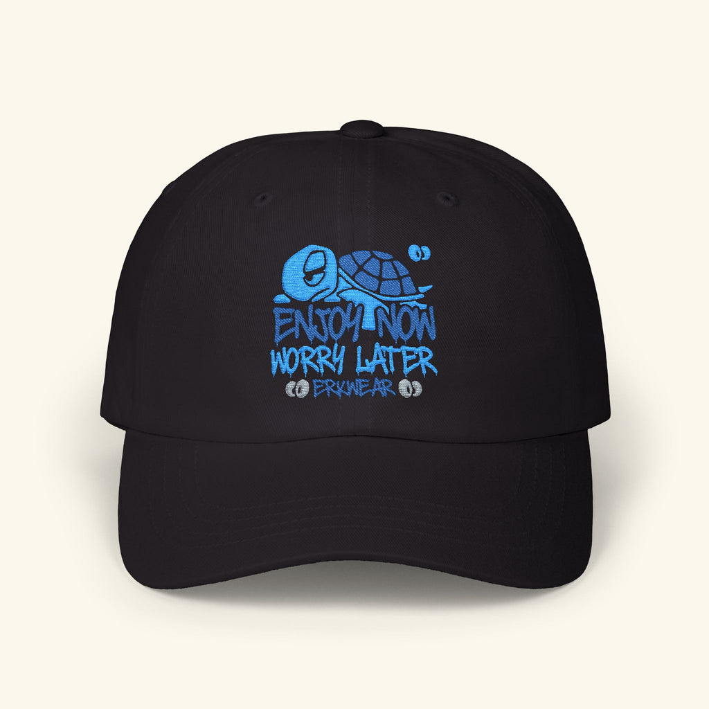 Enjoy Now - Worry Later Ocean - Classic Dad Hat - Black