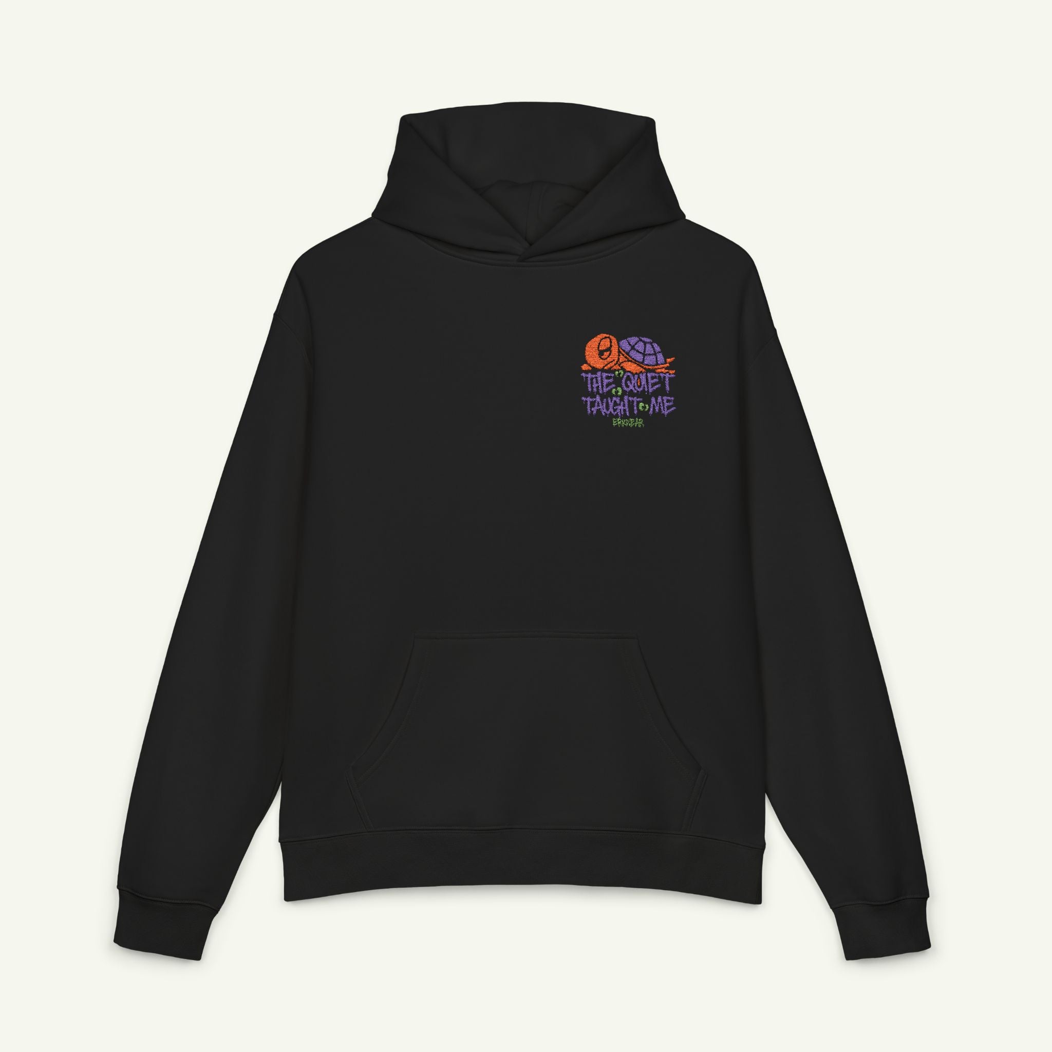 The Quiet Taught Me - Embroidered- Campfire Hoodie - Pumpkinbog /Black