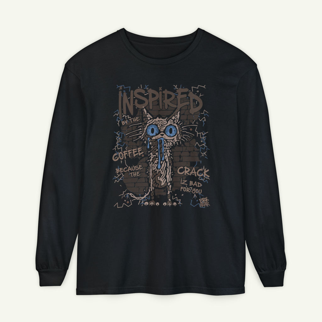 Inspired By The Coffee - Long Sleeve Graphic T-Shirt - Black