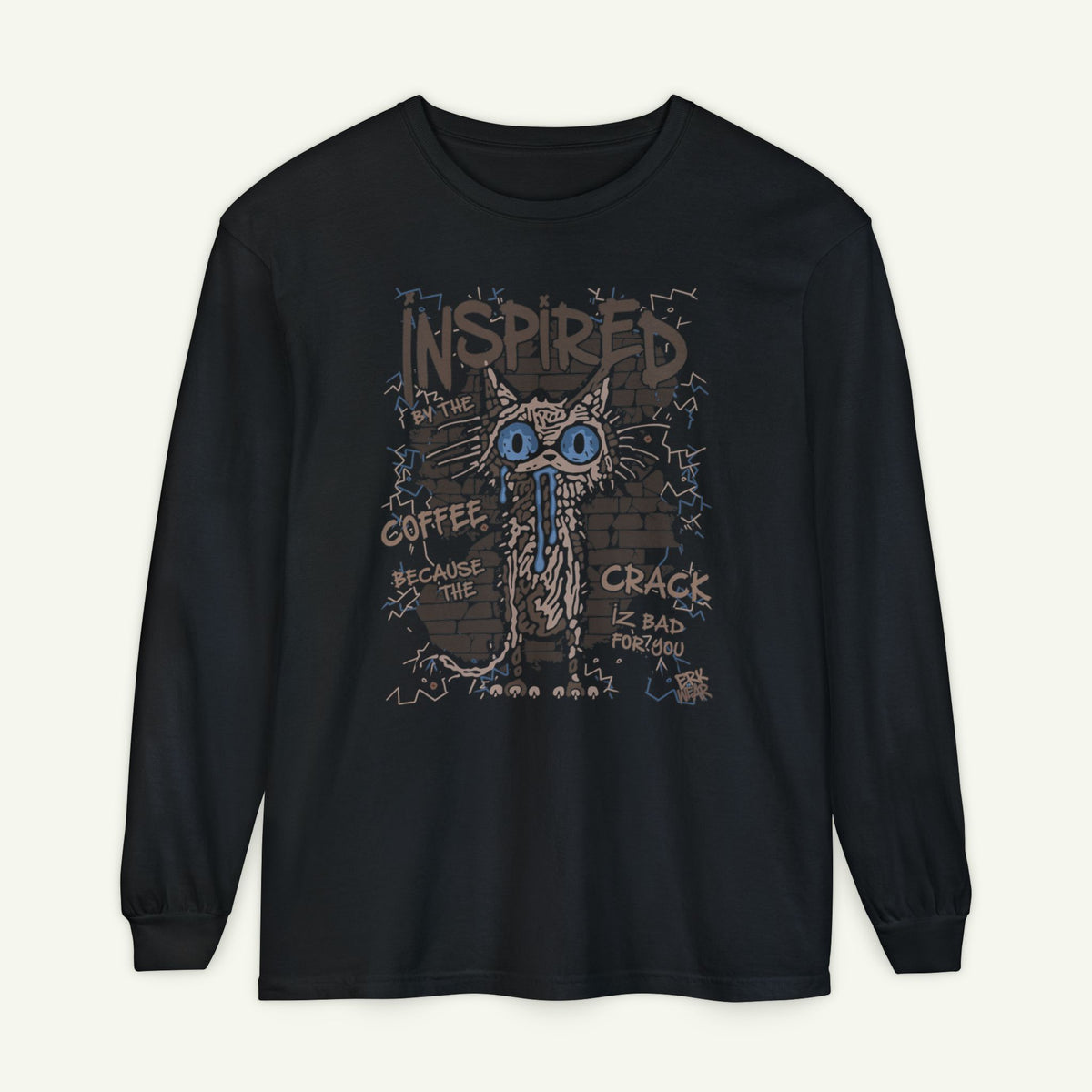 Inspired By The Coffee - Long Sleeve Graphic T-Shirt - Black