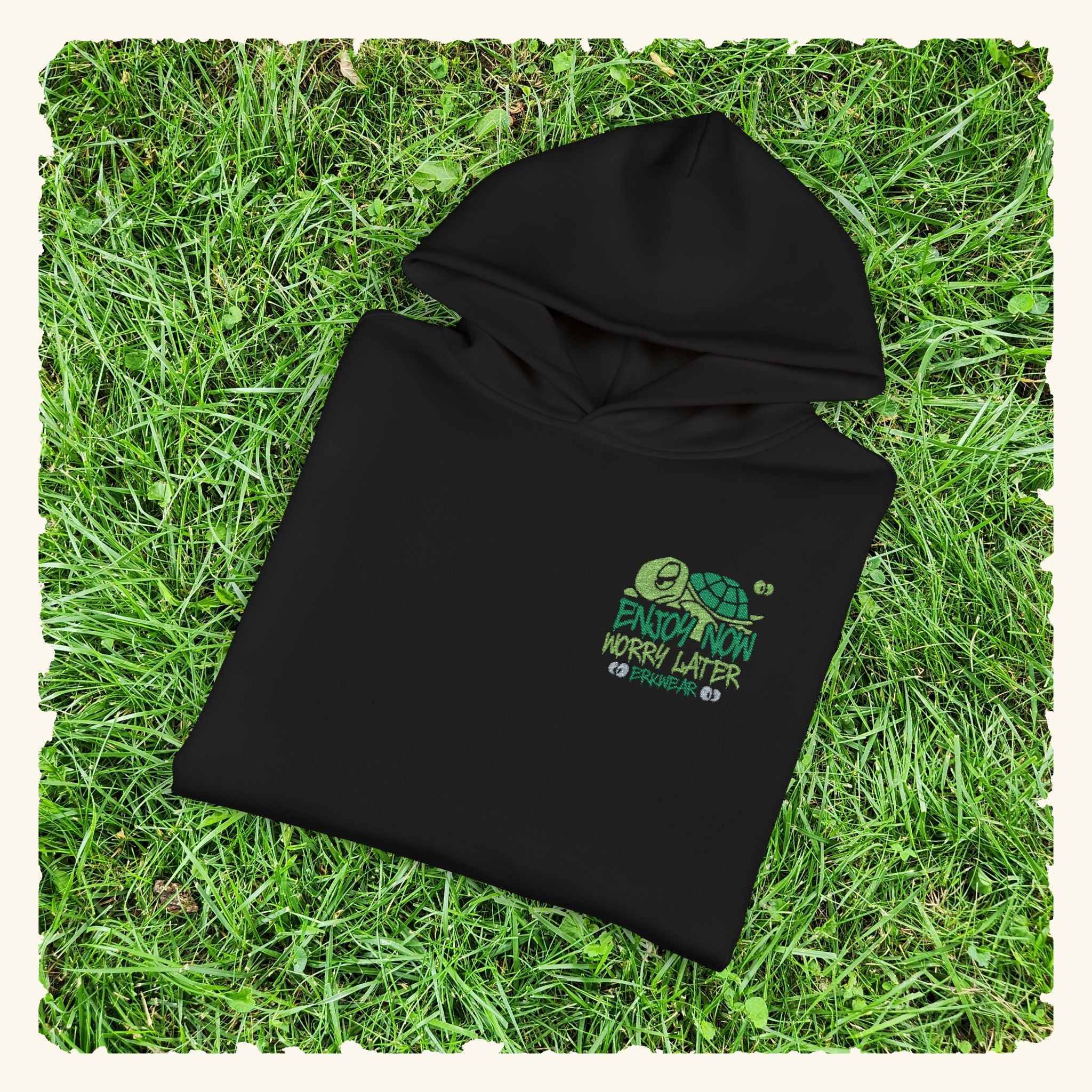 Enjoy Now - Worry Later Evergreen - Campfire Hoodie - Black