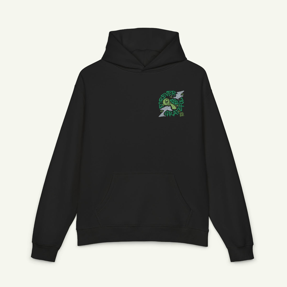 Forever Grateful - Embroidered - Campfire Hoodie - Evergreen/Black