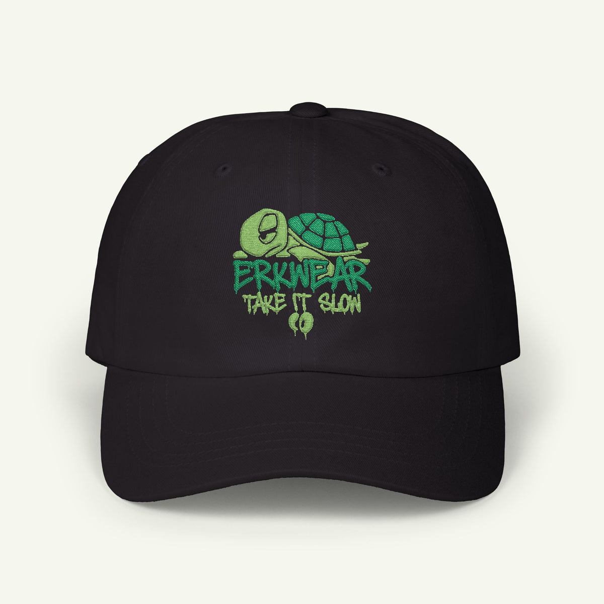 Take It Slow - Embroidered - Classic Dad Hat - Evergreen/Black
