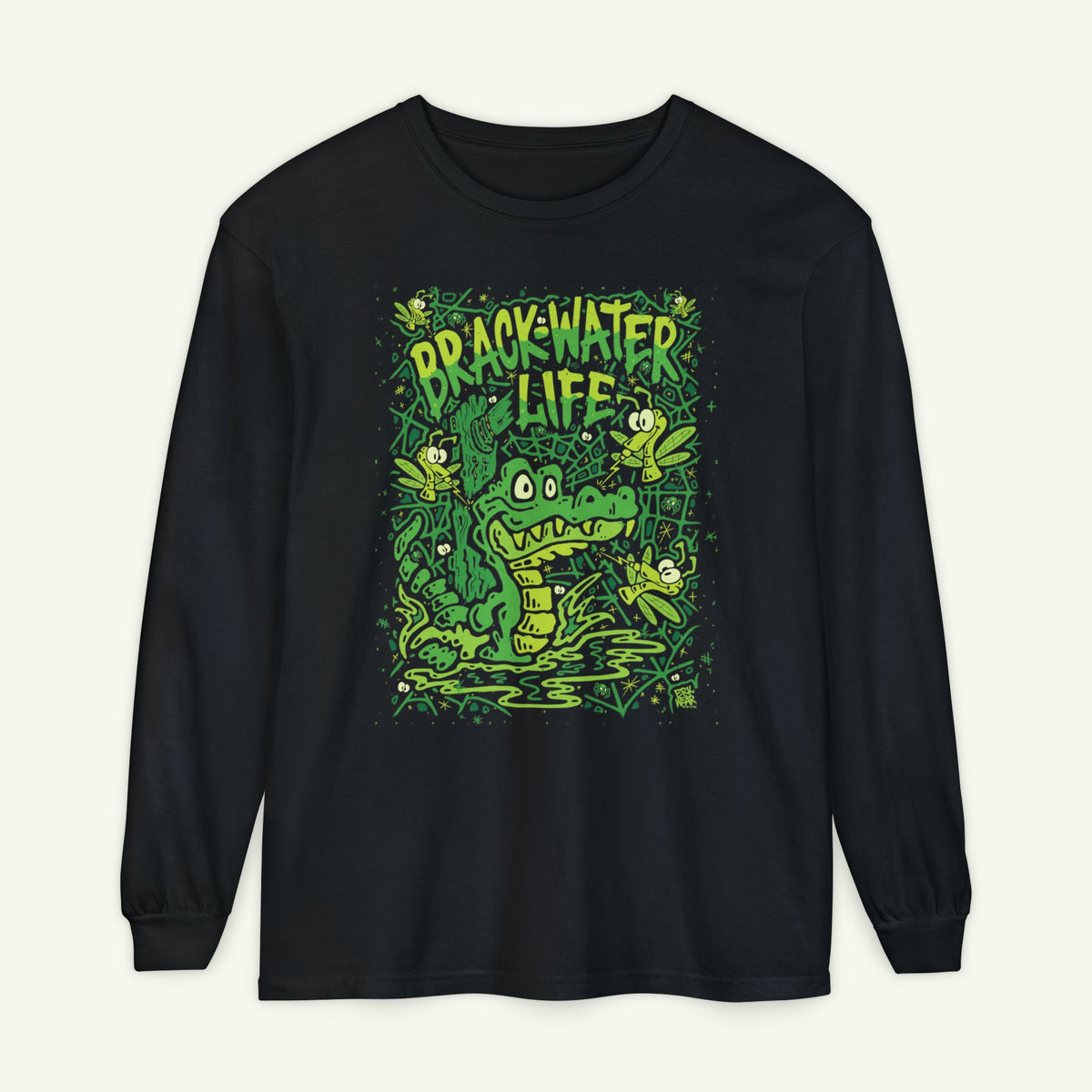 Brackwater Life - Long Sleeve Graphic T-Shirt - Black