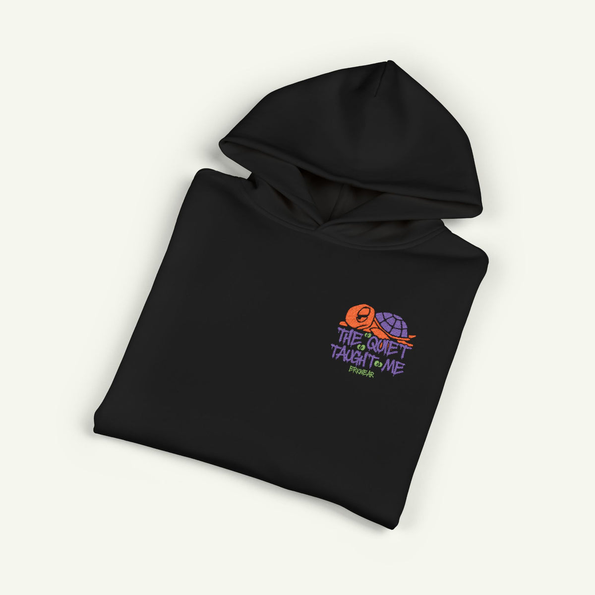 The Quiet Taught Me - Embroidered- Campfire Hoodie - Pumpkinbog /Black