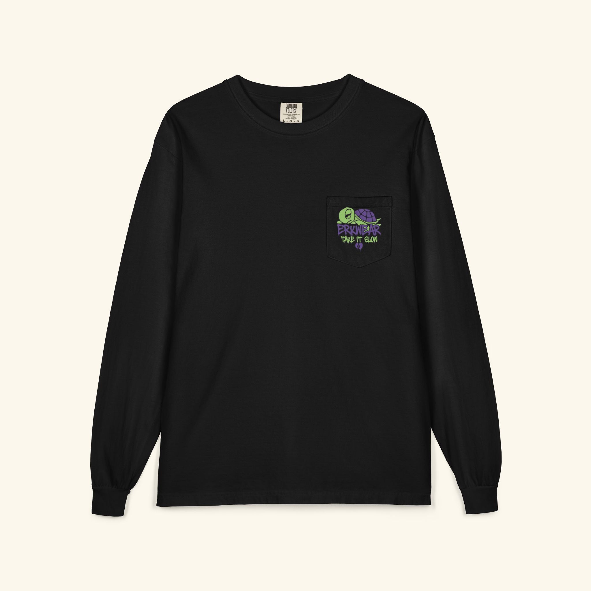 Take It Slow - Turtleberry - Long Sleeve Pocket Tee