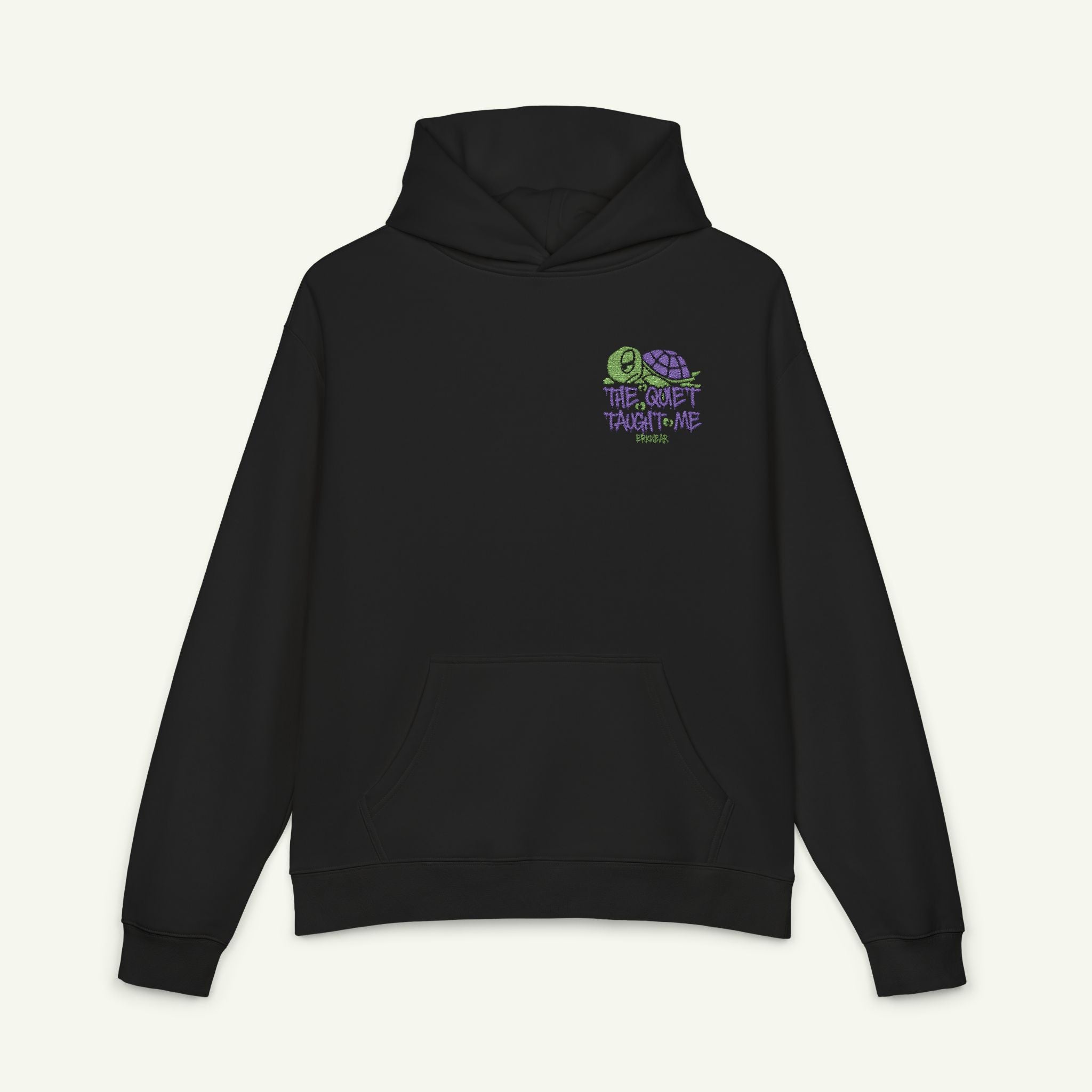 The Quiet Taught Me - Embroidered - Campfire Hoodie - Turtleberry/Black