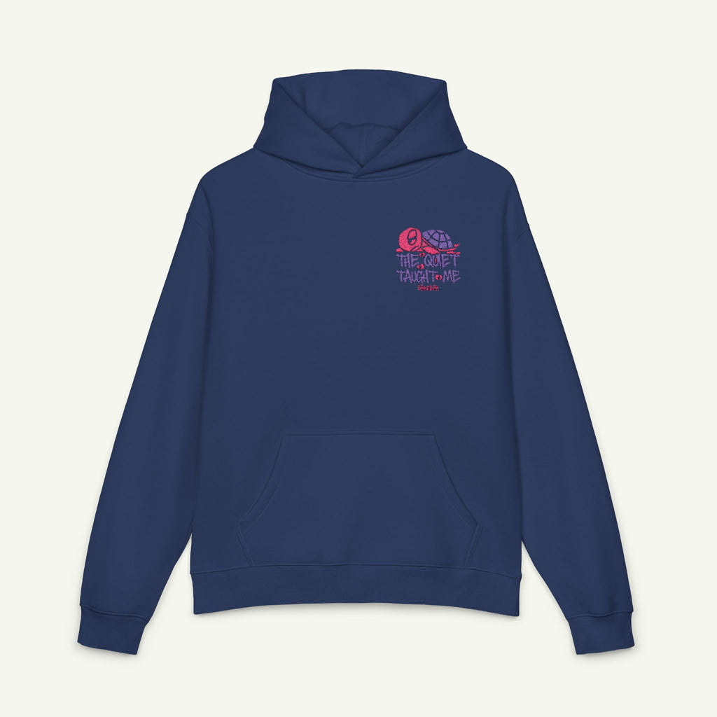 The Quiet Taught Me - Embroidered - Campfire Hoodie - Wildberry/Cobalt