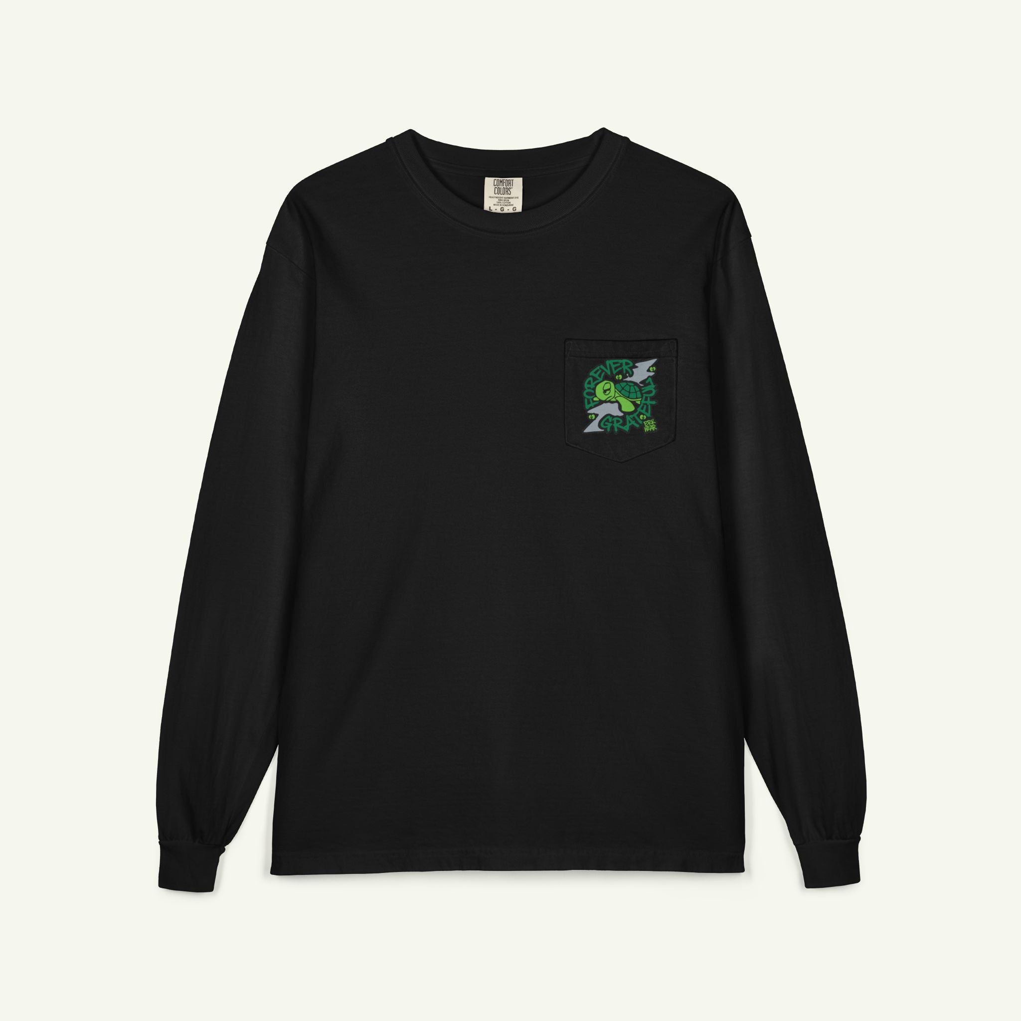 Forever Grateful - Long Sleeve Pocket T-Shirt - Evergreen/Black