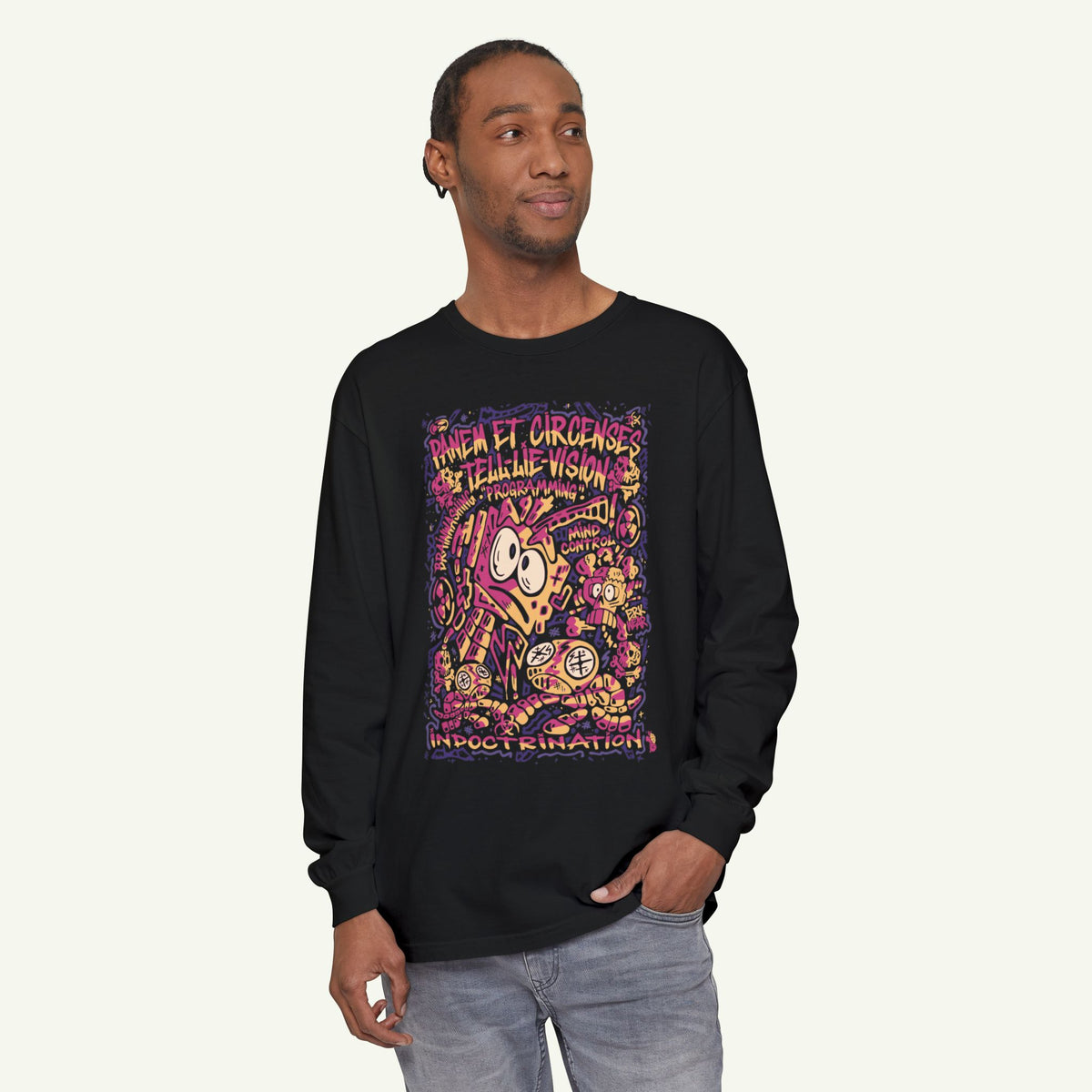 Bread & Circus - Crimson - Long Sleeve Graphic T-Shirt - Black
