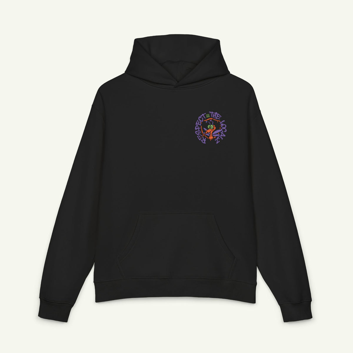 Respect The Localz - Embroidered - Campfire Hoodie - Pumpkinbog/Black
