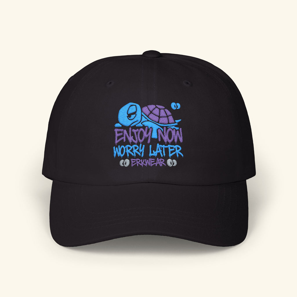 Enjoy Now - Worry Later Blurpleberry - Classic Dad Hat - Black