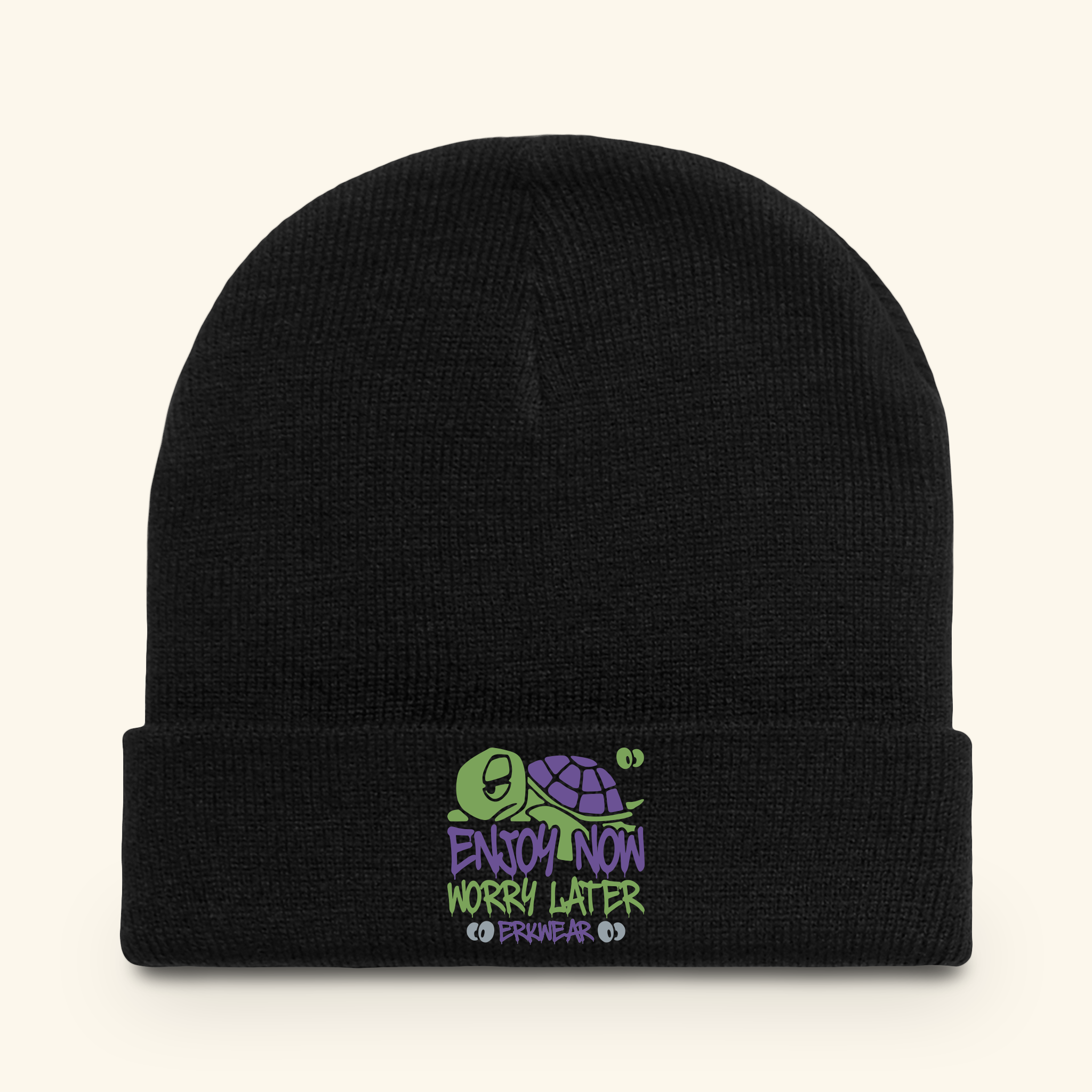 Enjoy Now - Worry Later Turtleberry - Beanie - Black