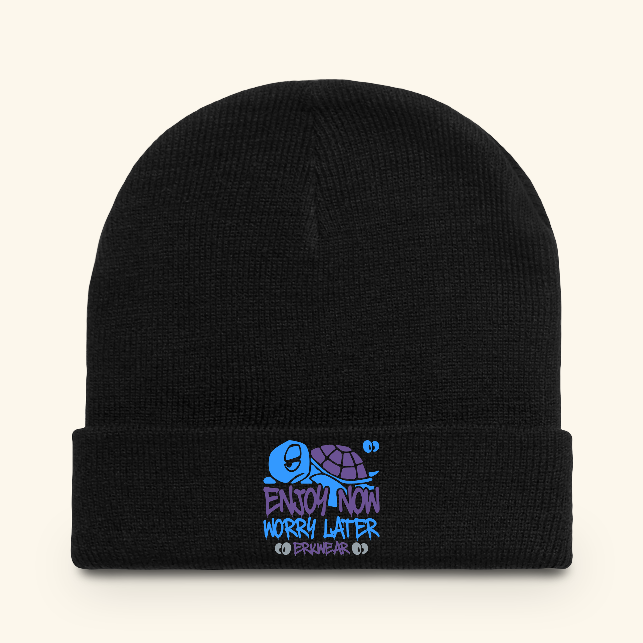 Enjoy Now - Worry Later Blurpleberry - Beanie - Black
