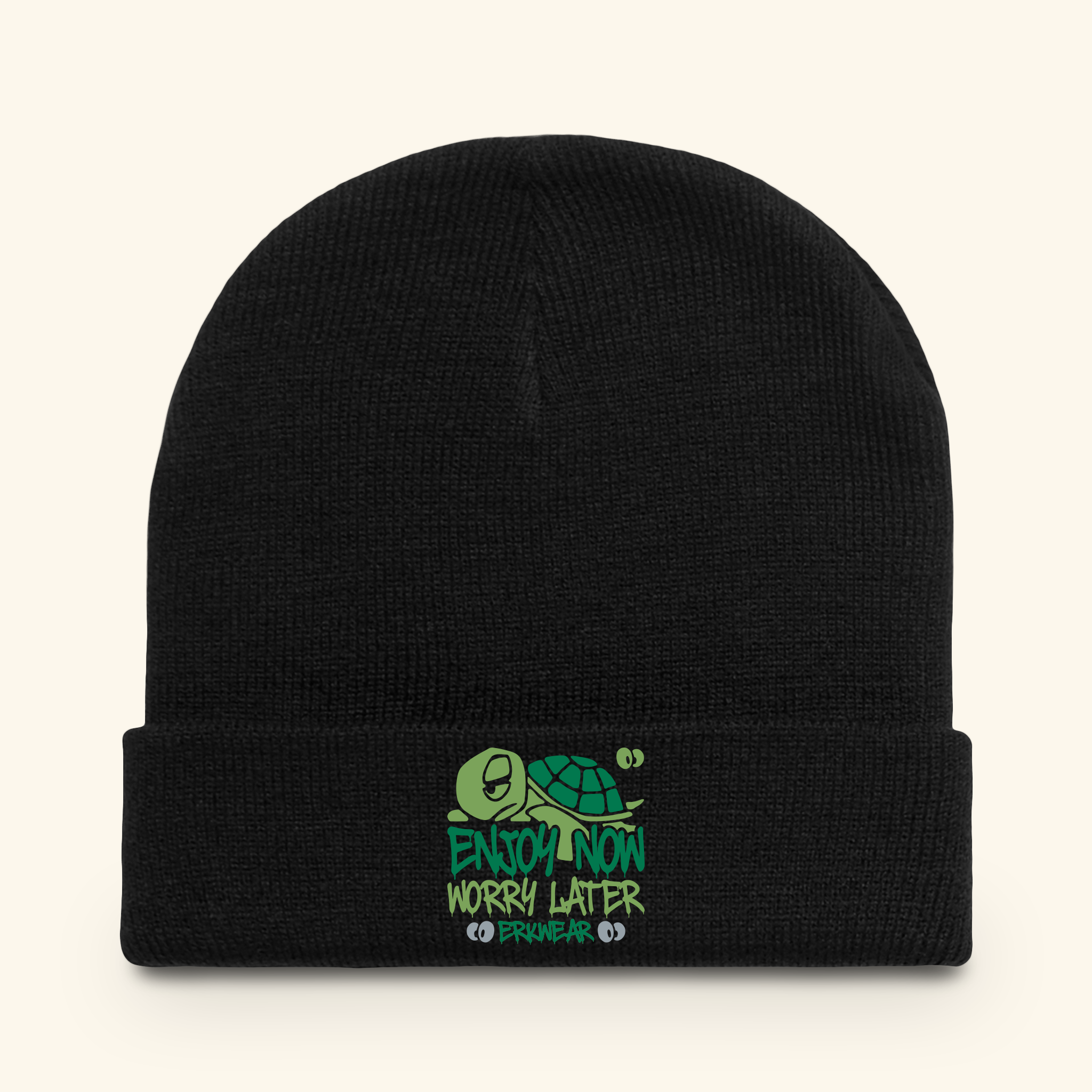 Enjoy Now - Worry Later Evergreen - Beanie - Black