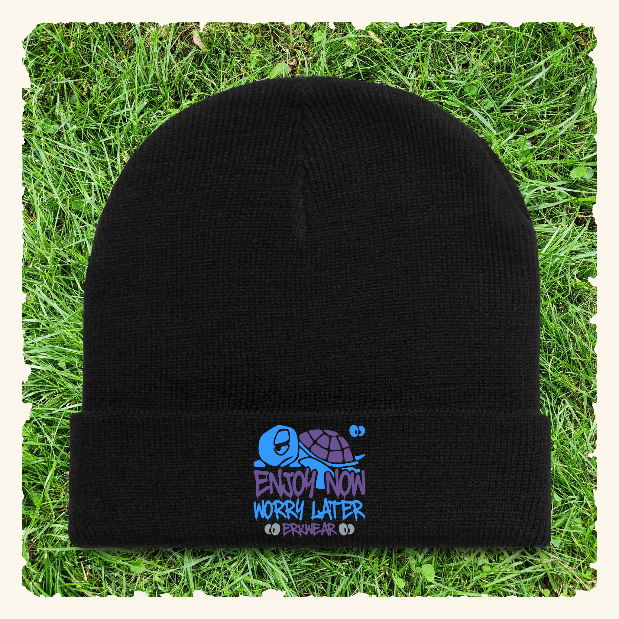 Enjoy Now - Worry Later Blurpleberry - Beanie - Black