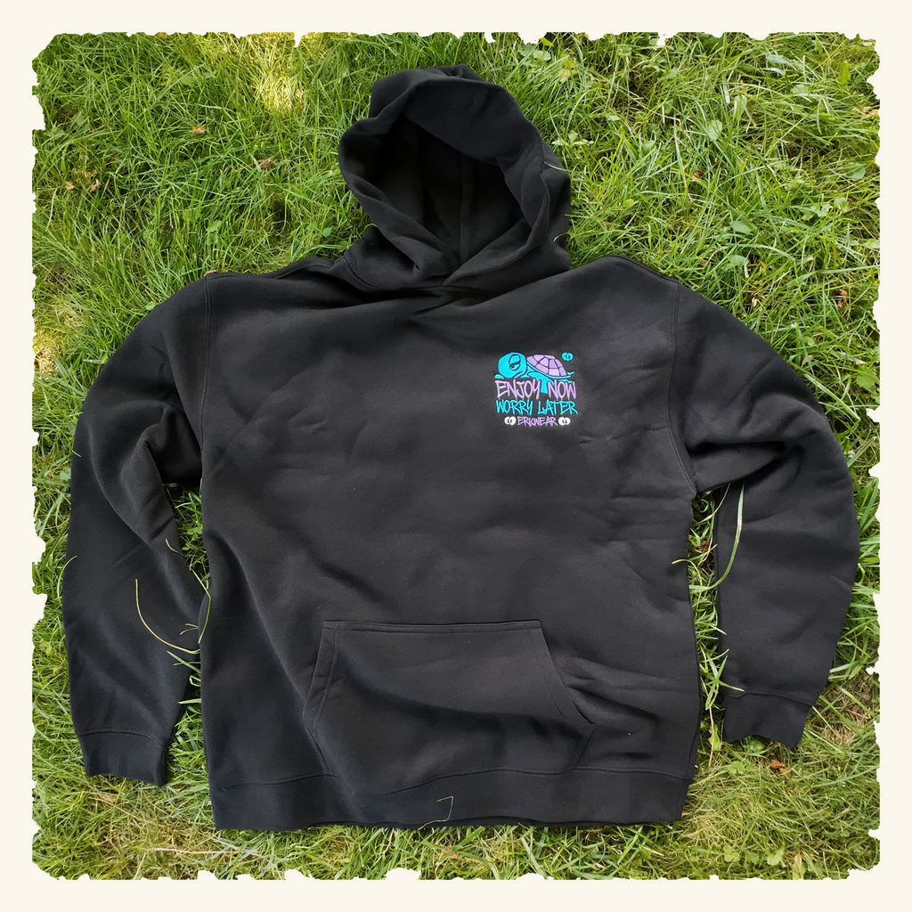 Enjoy Now - Worry Later Blurpleberry - Campfire Hoodie - Black