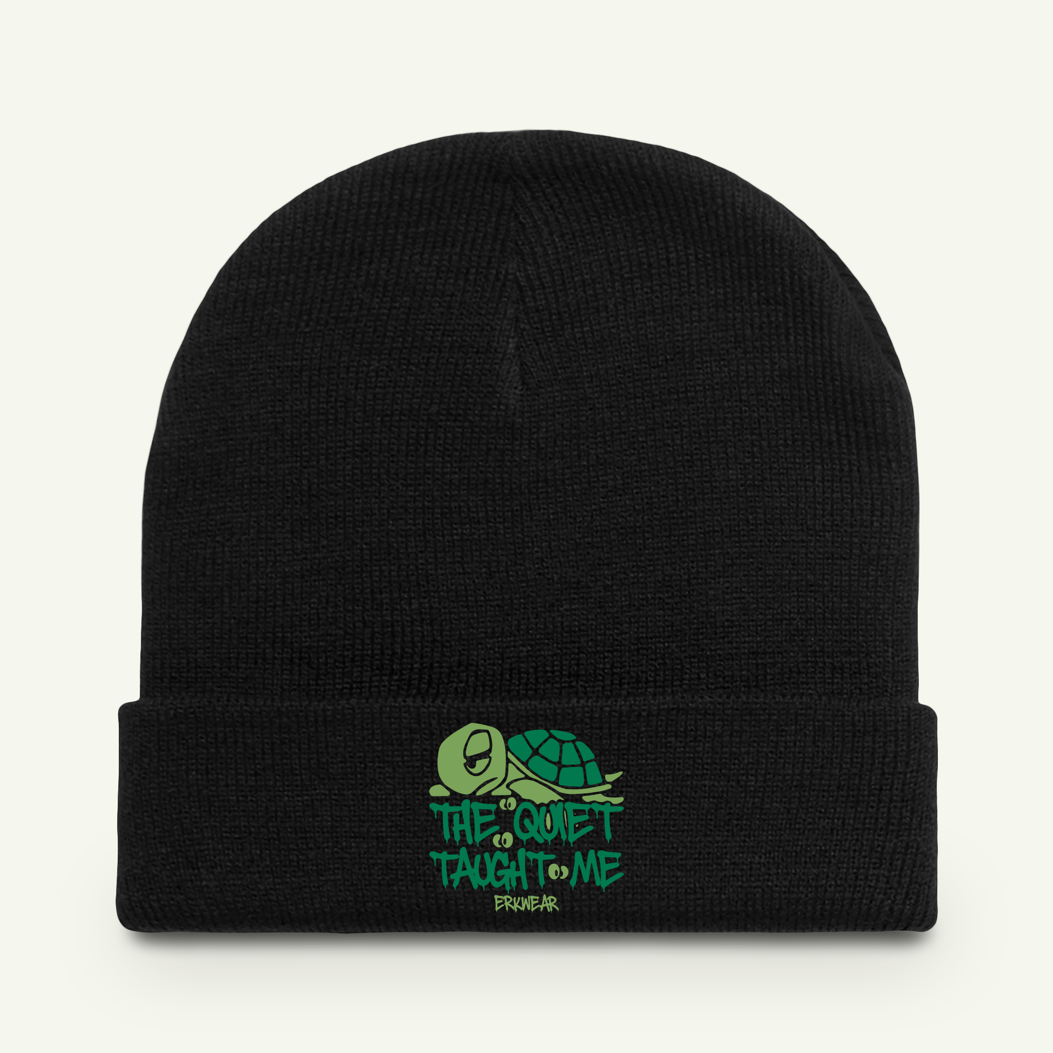 The Quiet Taught Me - Embroidered - Beanie - Evergreen/Black