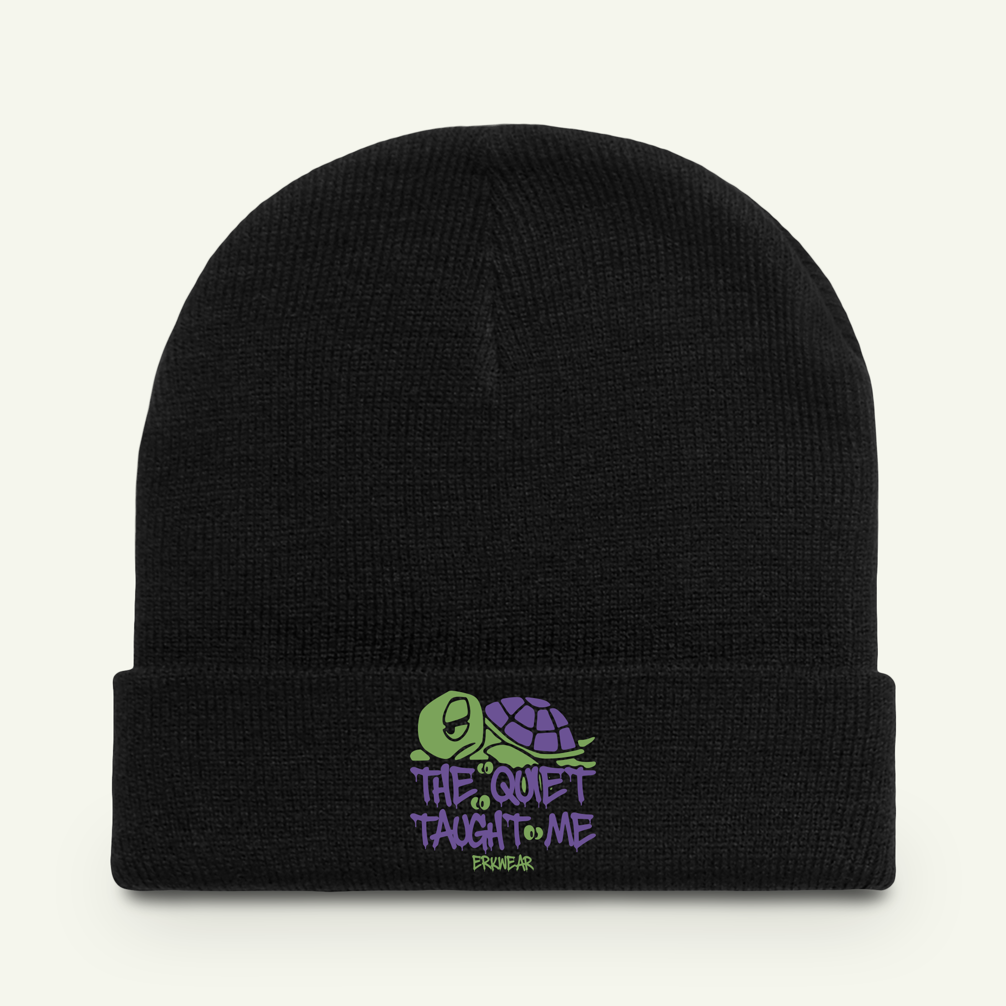 The Quiet Taught Me - Embroidered - Beanie - Turtleberry/Black