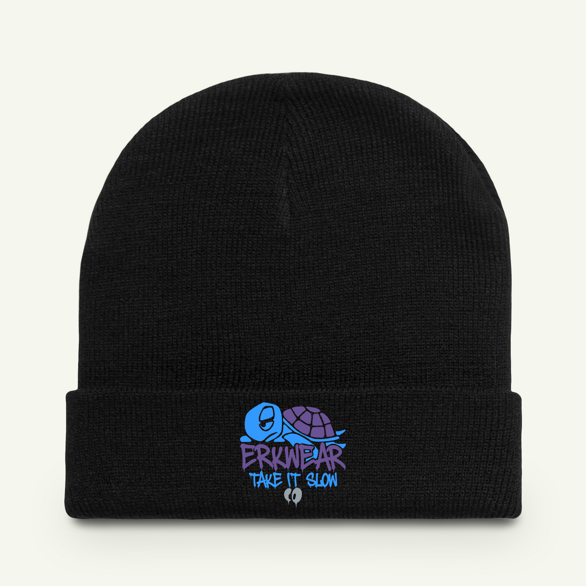 Take It Slow - Embroidered - Beanie - Blurpleberry/Black