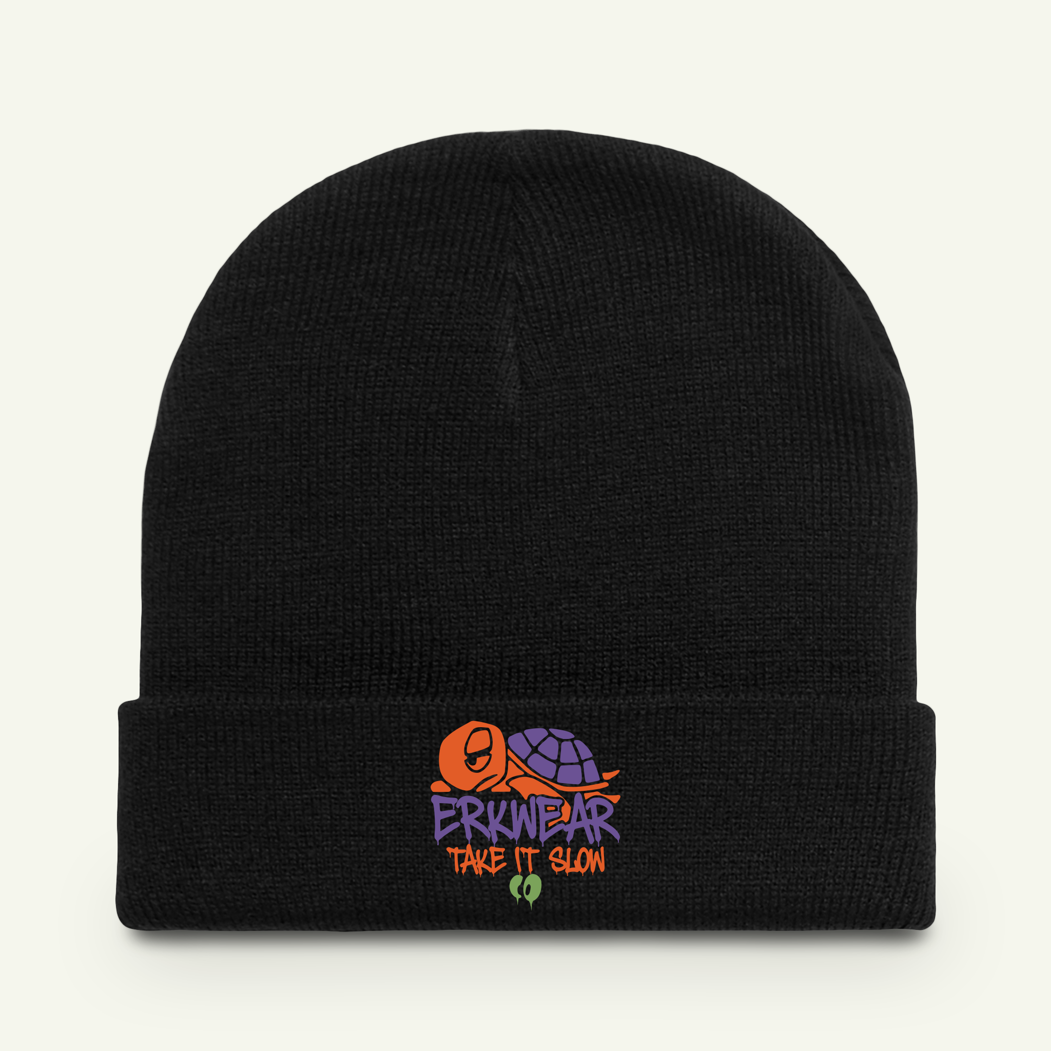 Take It Slow - Embroidered - Beanie - Pumpkinbog/Black