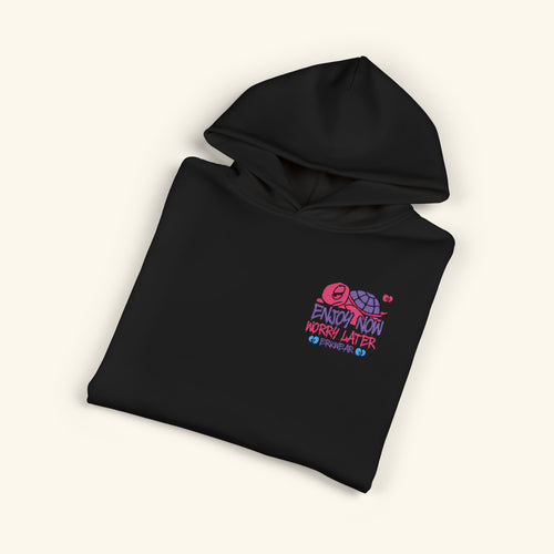 Enjoy Now - Worry Later Wildberry - Campfire Hoodie - Black