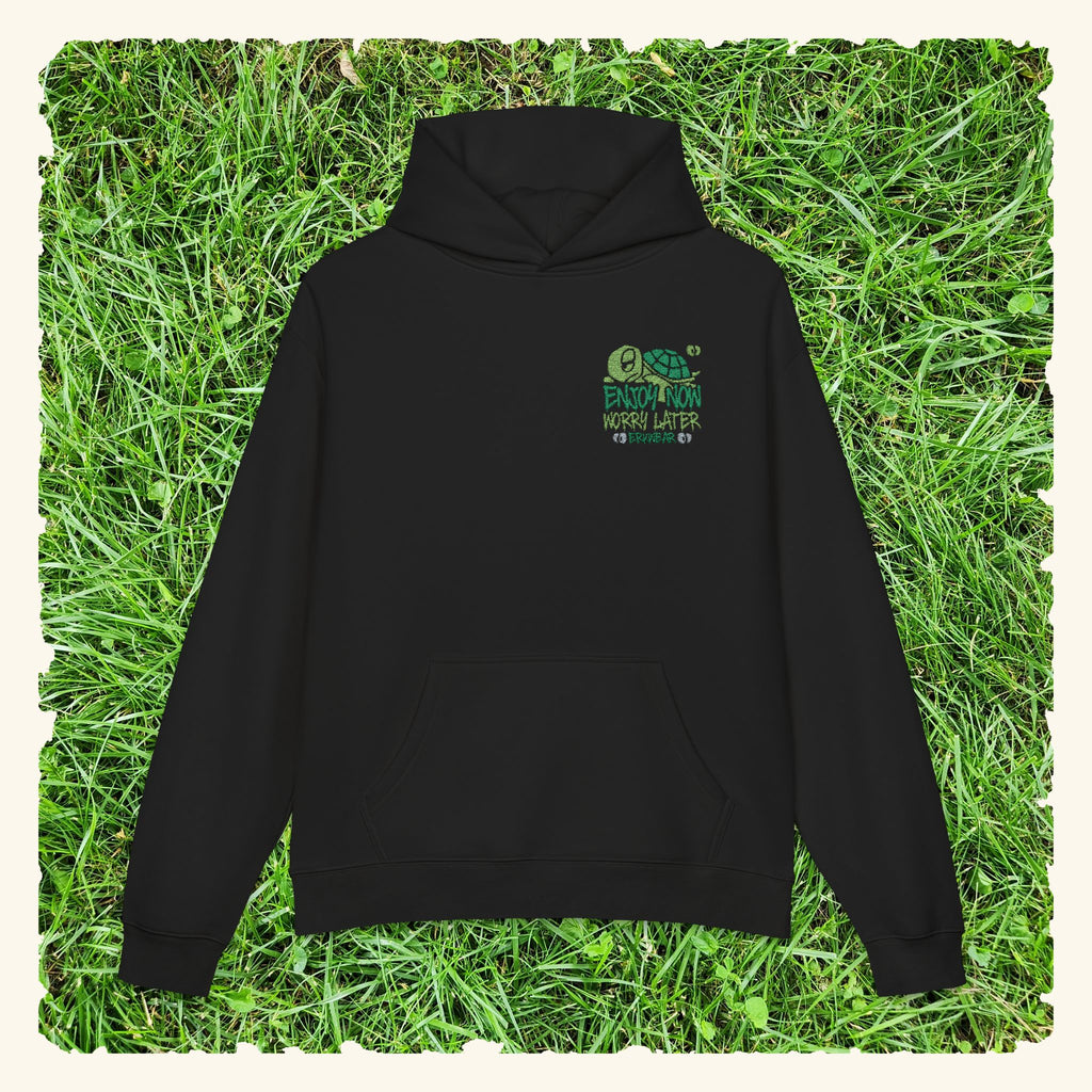 Enjoy Now - Worry Later Evergreen - Campfire Hoodie - Black