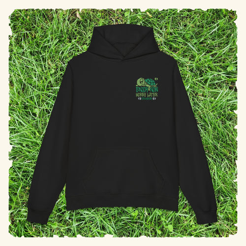 Enjoy Now - Worry Later Evergreen - Campfire Hoodie - Black