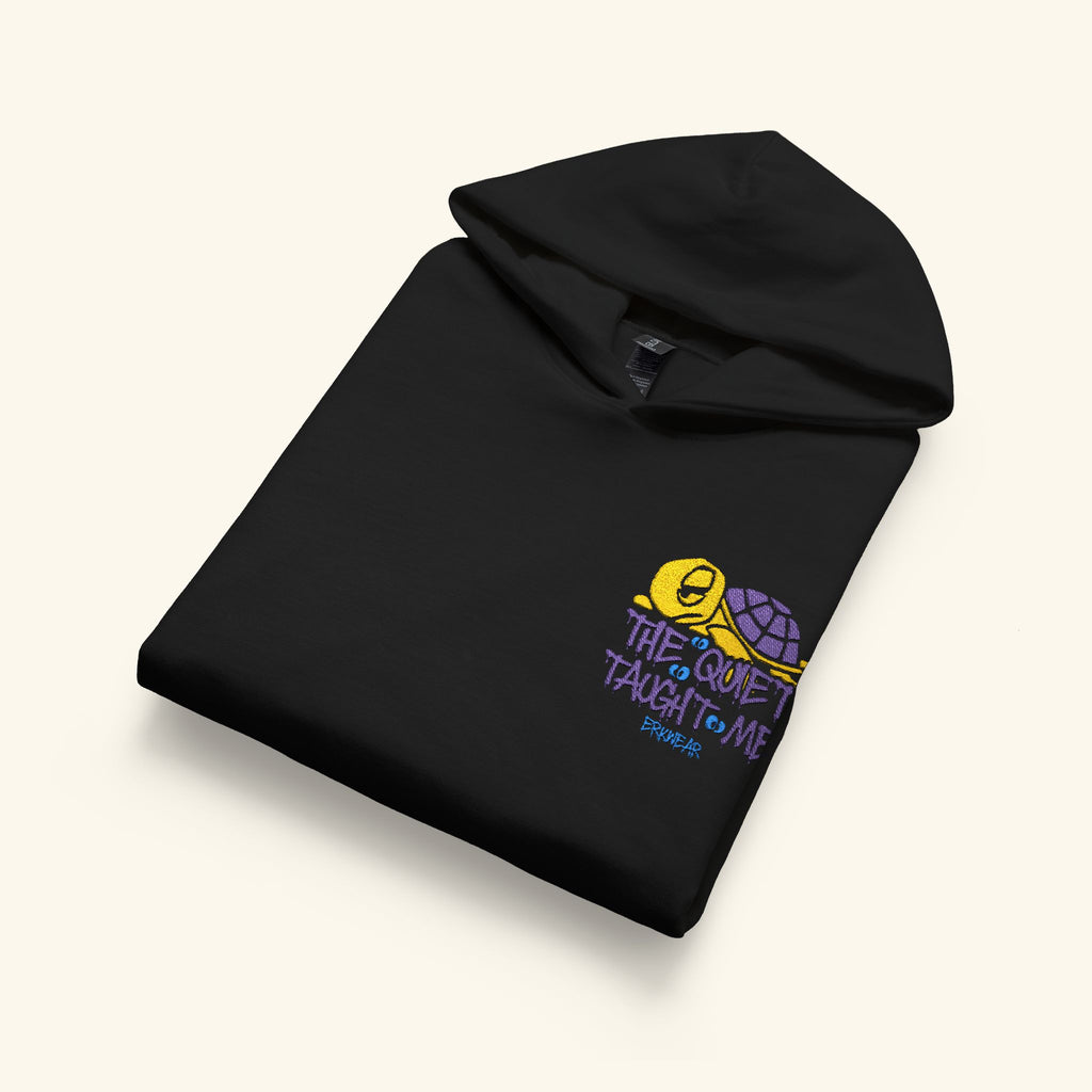 The Quiet Taught Me Slowglow - Junior Trailblazer Hoodie - Black