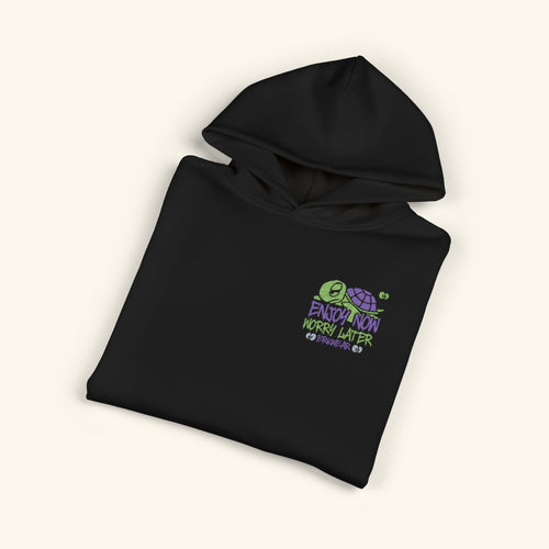 Enjoy Now - Worry Later Turtleberry - Campfire Hoodie - Black