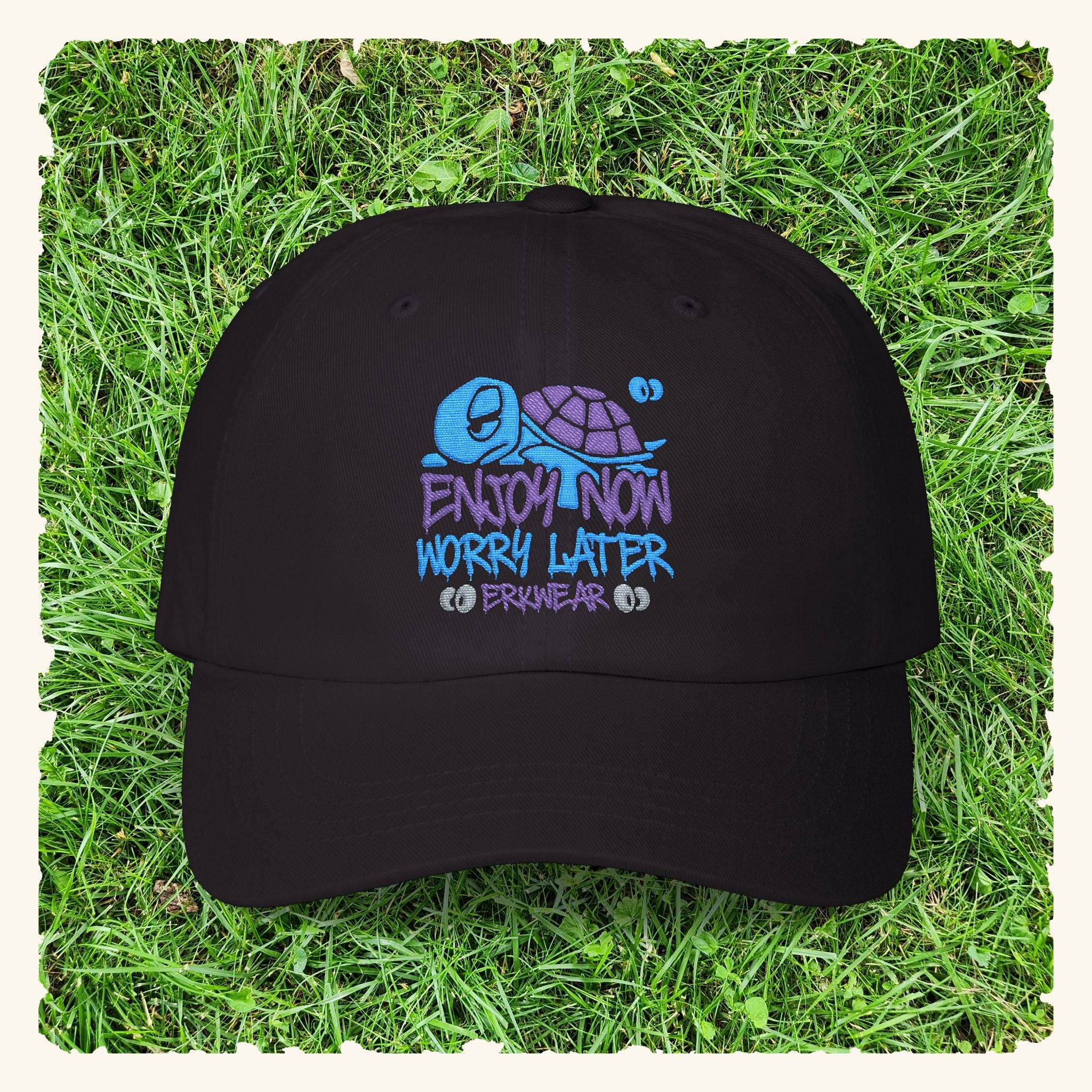 Enjoy Now - Worry Later Blurpleberry - Classic Dad Hat - Black