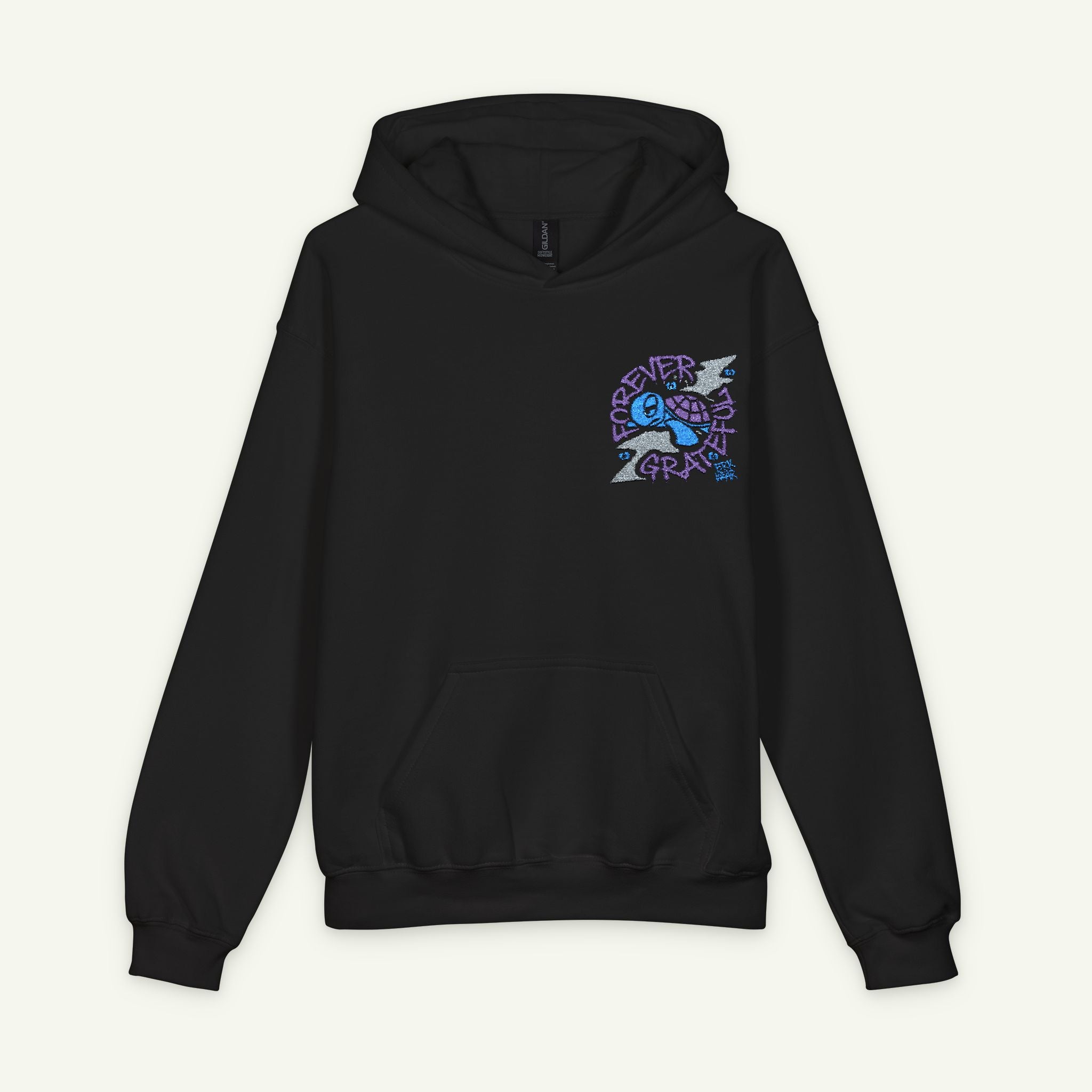 Forever Grateful - Embroidered - Junior Trailblazer Hoodie - Blurpleberry/Black