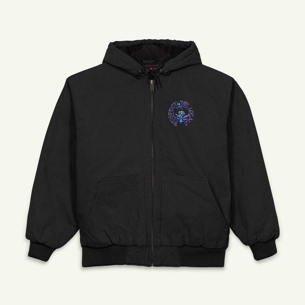 Respect The Localz - Embroidered - Duck Cloth Hooded Jacket - Blurpleberry/Black
