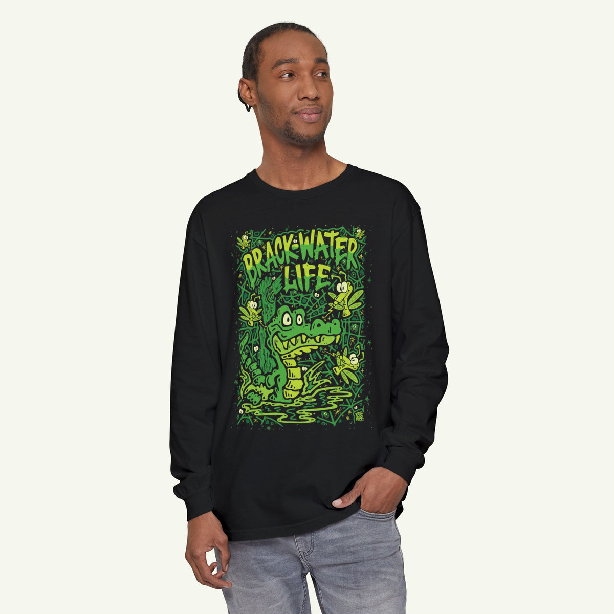 Brackwater Life - Long Sleeve Graphic T-Shirt - Black