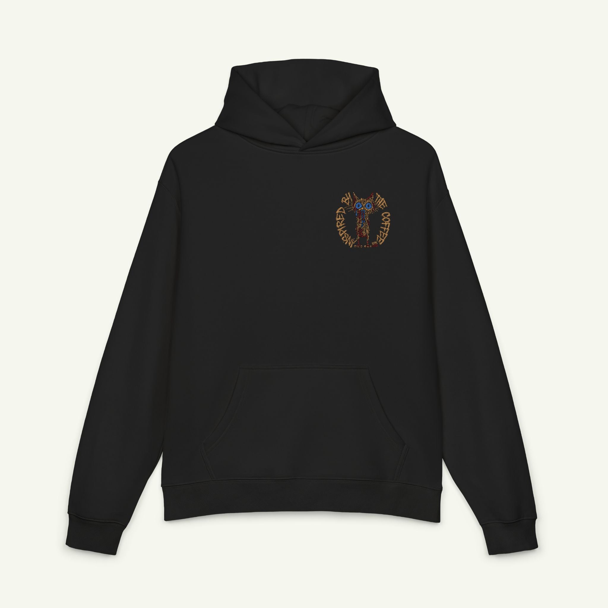 Inspired By The Coffee - Embroidered - Campfire Hoodie - Black