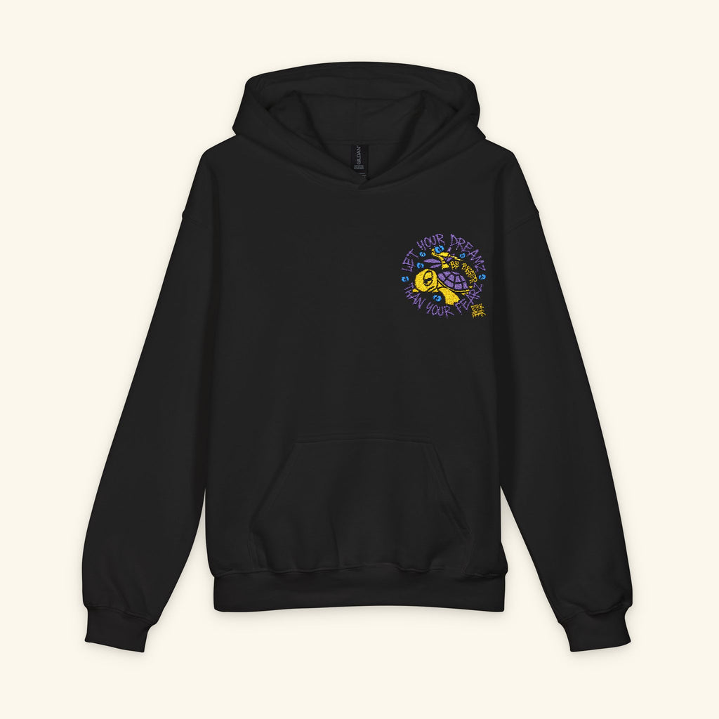Let Your Dreamz Be Bigger Than Your Fearz Slowglow - Junior Trailblazer Hoodie - Black