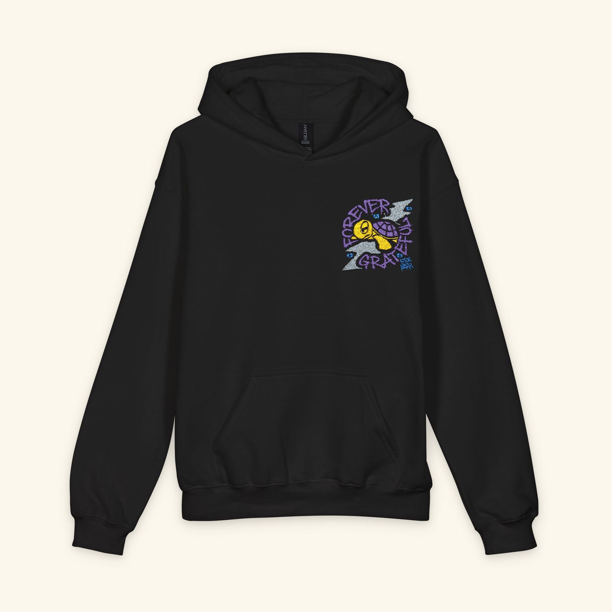 Forever Grateful Slowglow - Junior Trailblazer Hoodie - Black