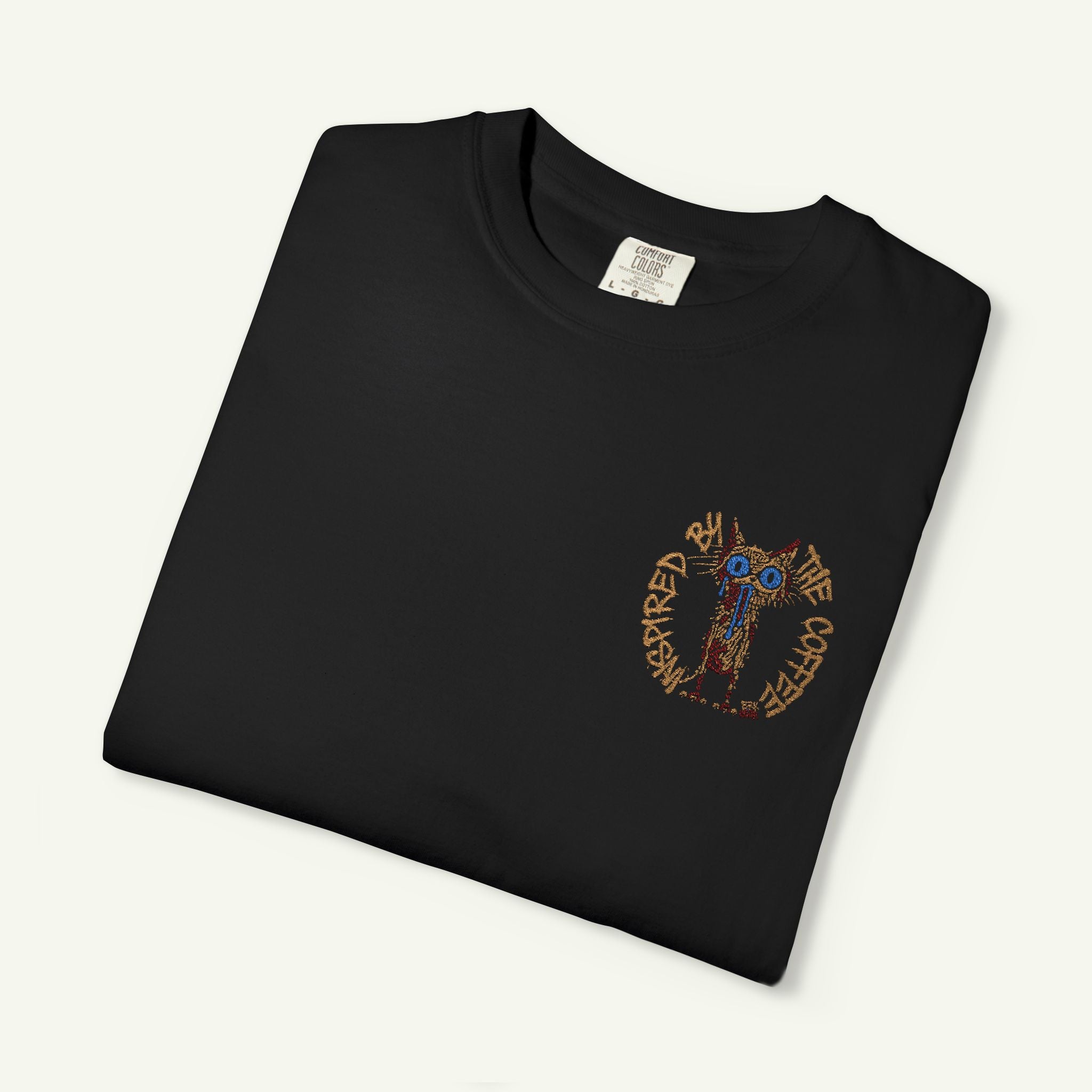 Inspired By The Coffee - Embroidered - Classic T-shirt - Black