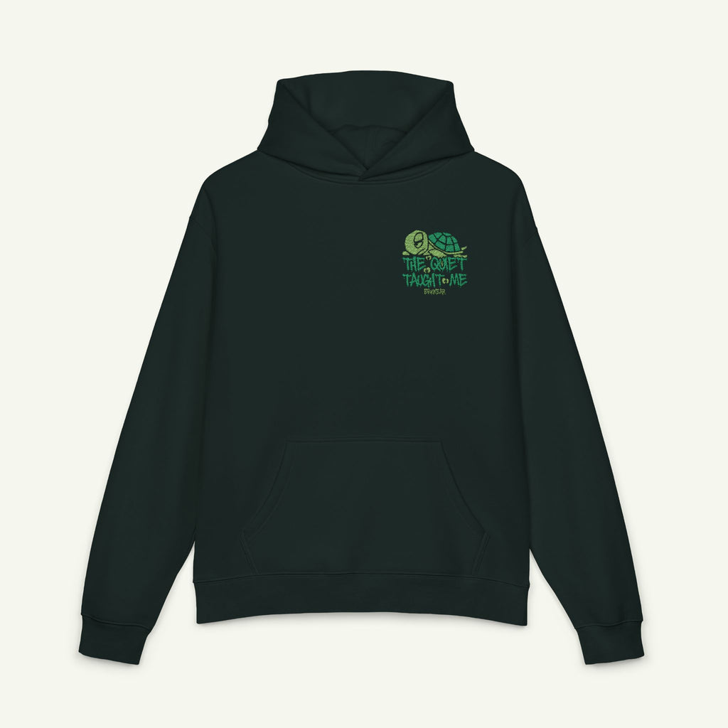 The Quiet Taught Me - Embroidered - Campfire Hoodie - Evergreen/Pine Green