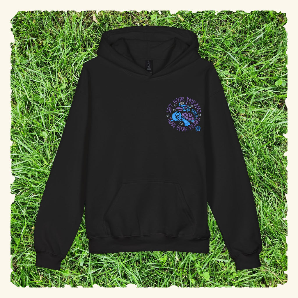 Let Your Dreamz Be Bigger Than Your Fearz Blurpleberry - Junior Trailblazer Hoodie - Black