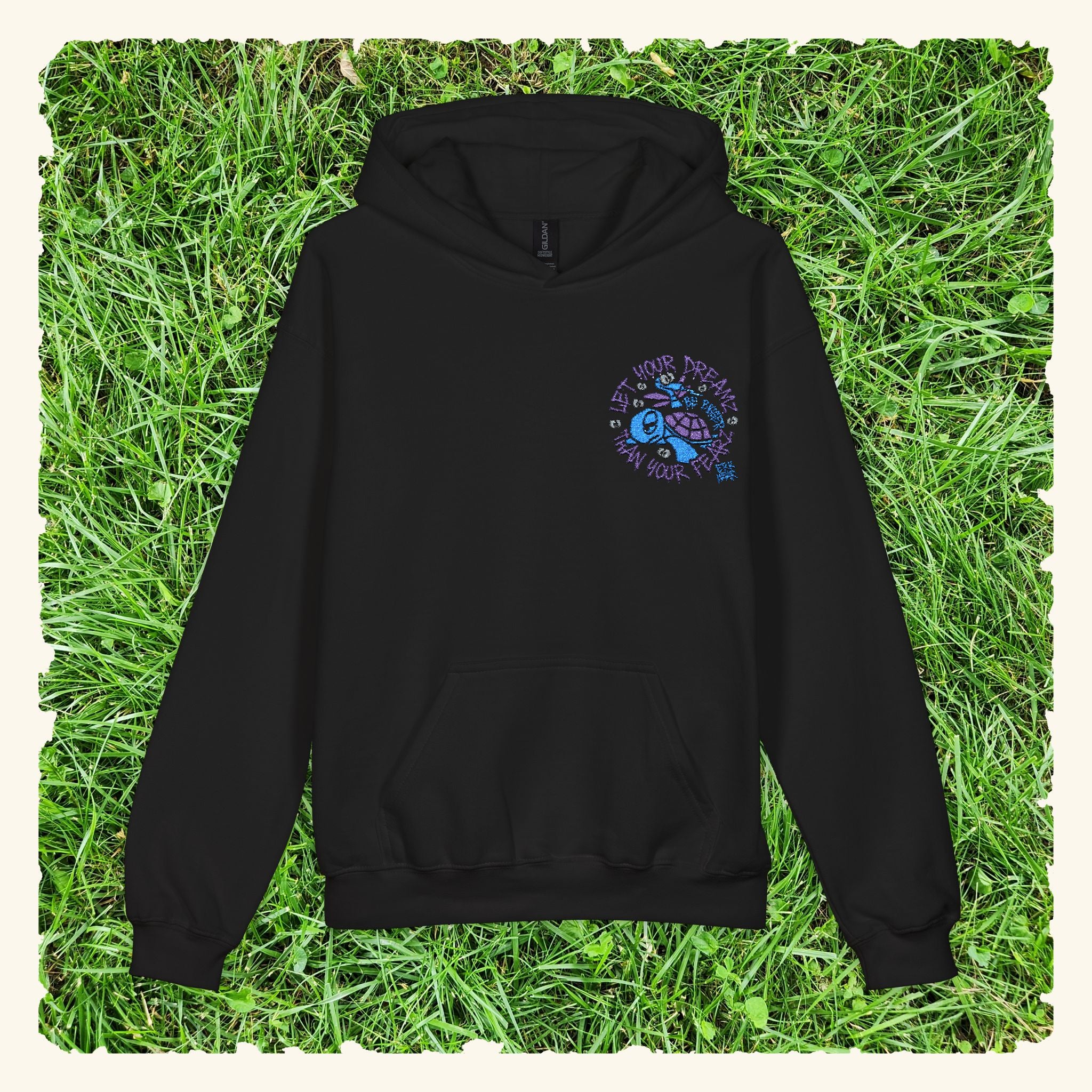 Let Your Dreamz Be Bigger Than Your Fearz Blurpleberry - Junior Trailblazer Hoodie - Black