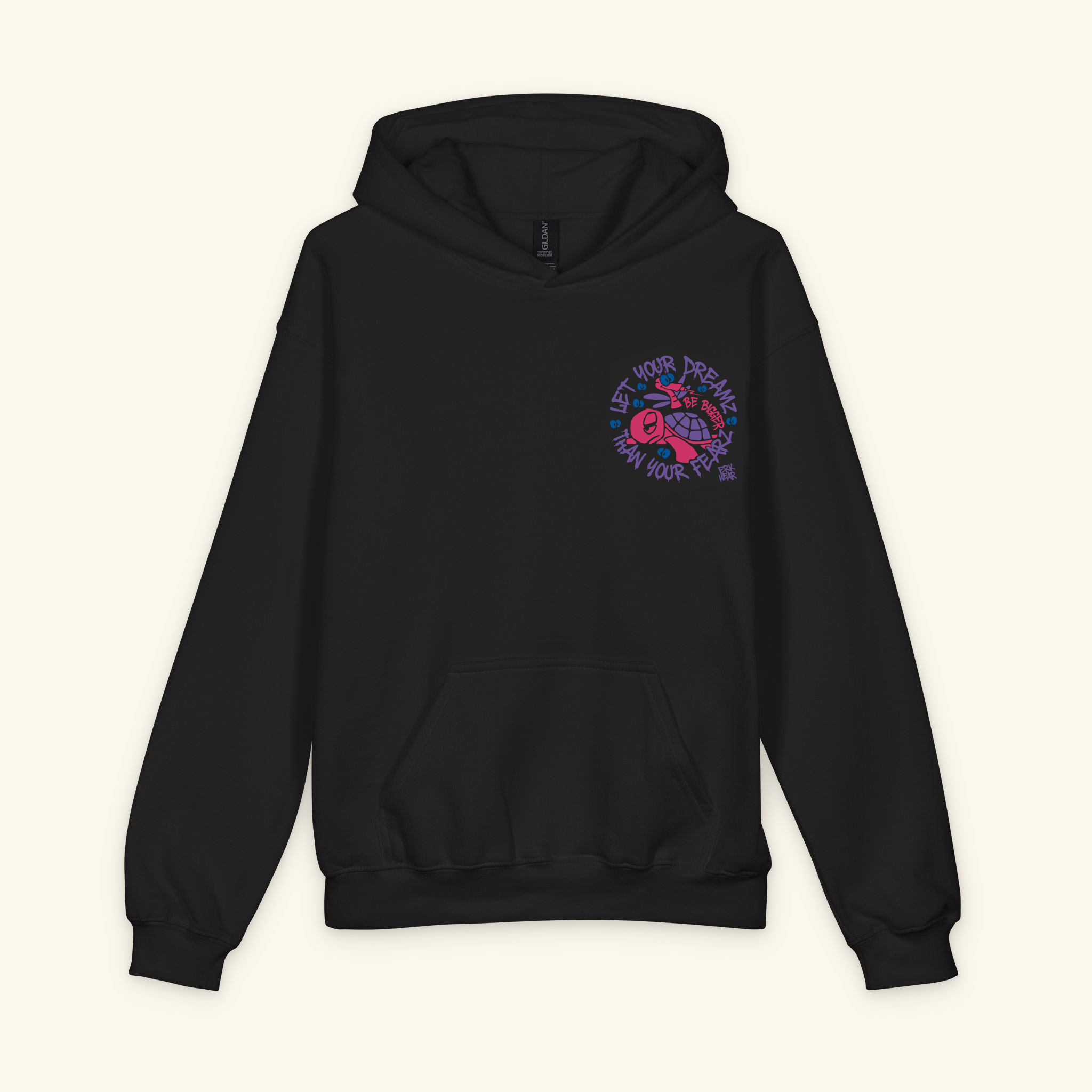 Let Your Dreamz Be Bigger Than Your Fearz Wildberry - Junior Trailblazer Hoodie - Black